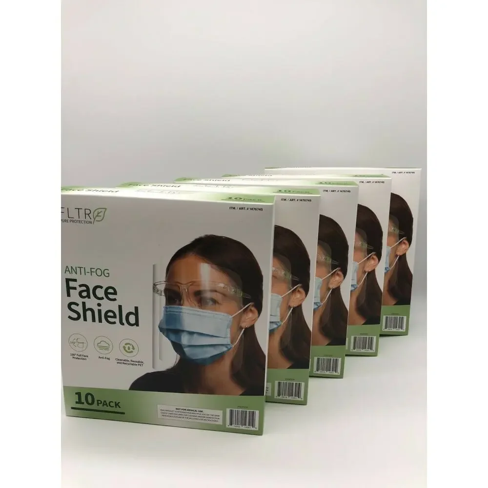 Face Shields 10-pack Barrier Comfort FLTR Pure Protection Anti-Fog Lot of 5